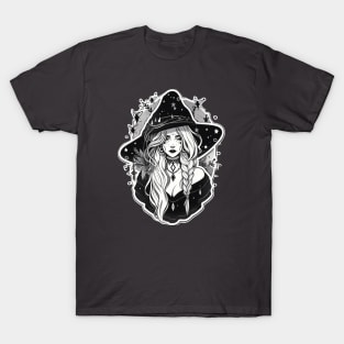 Black and White Gothic Astrology Witch T-Shirt